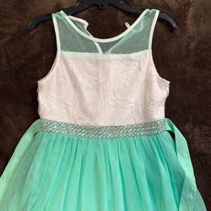 Sequin Hearts Mint Green Girls Dress